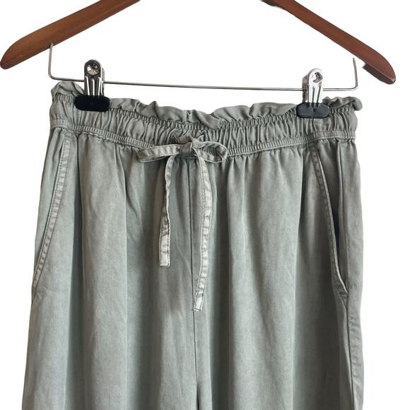 C&C California Coastal Wide Leg Pants S Green Drawstring Waist Soft Boho Beachy - Picture 7 of 12